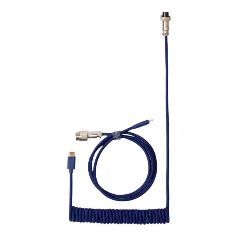 Keychron Coiled Aviator Blue Kabel USB-C do USB-A z odłączanym złączem GX16 4-pin, 200 cm