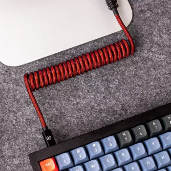 Keychron Coiled Aviator Cable - Czerwony (USB-A do USB-C, 2m, Odpinany GX12)