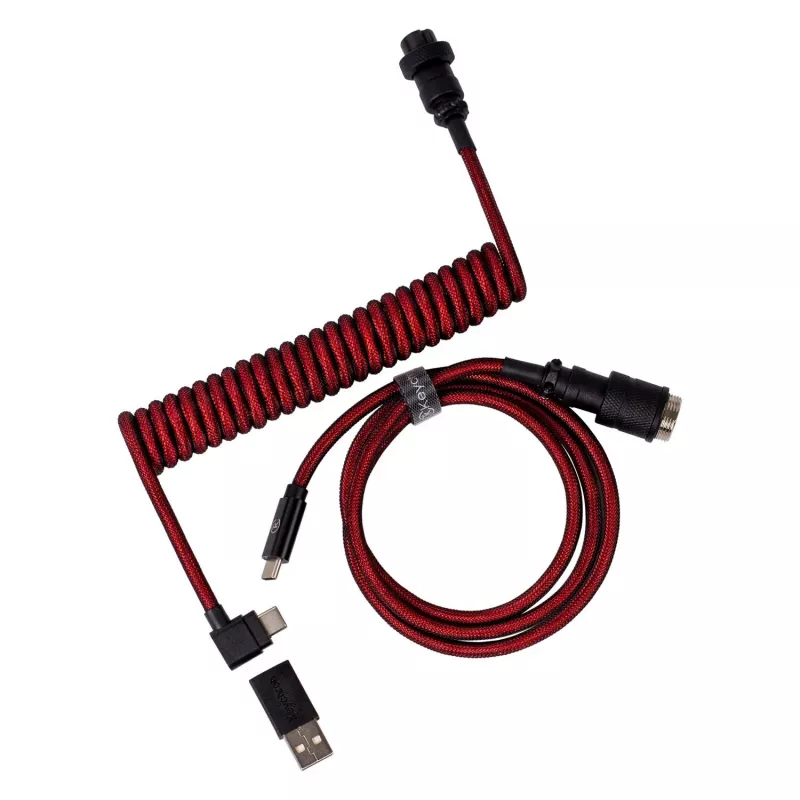 Keychron Coiled Aviator Cable - Czerwony (USB-A do USB-C, 2m, Odpinany GX12)