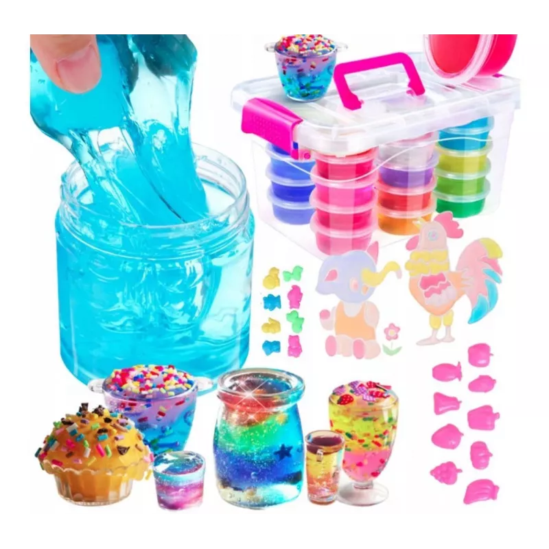 Kiddyz DIY Slime Factory: Duży zestaw z brokatem i figurkami do robienia slime
