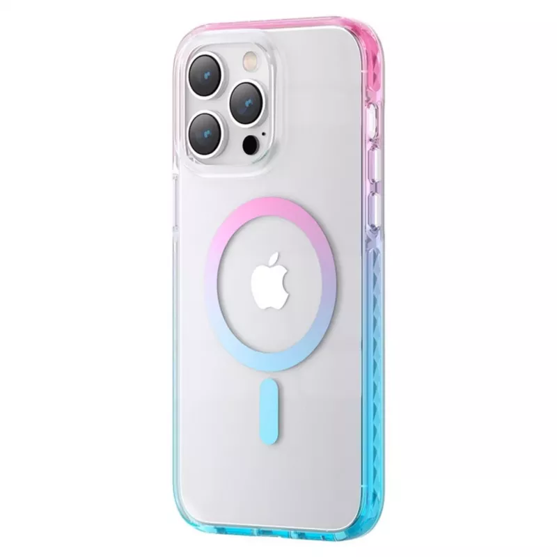Kingxbar PQY Ice Crystal Series Magnetic Case for iPhone 14 Pro MagSafe Pink and Blue