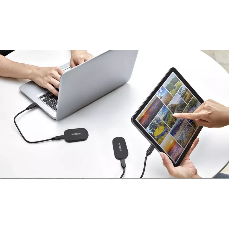 KIOXIA EXCERIA PLUS G2 500GB Portable External SSD USB 3.2 Gen 2 USB-C 256-bit AES Hardware Encryption TCG Opal 2.01
