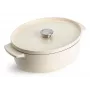 Naczynie żeliwne KitchenAid z pokrywką 30 cm, owalne, kolor Almond Cream