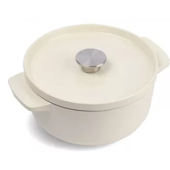Żeliwny garnek holenderski KitchenAid z pokrywką 22 cm, kolor Almond Cream