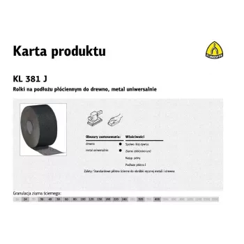 Klingspor KL 381 J Rola Płótna Ścierniwa 150 mm x 30 m P36 Tlenek Glinu