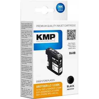 KMP B60B Czarny wkład z tuszem do Brother LC-123BK (14,1 ml, kompatybilny) 1525,4001