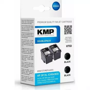 KMP DOUBLEPACK H75D - 2-Pack - 8 ml - XL - Black - Kompatybilny wkład atramentowy (alternatywa dla HP 301XL, HP CH563EE) do HP DeskJet 1000, 1010, 1050 AiO, 1050A AiO, 1510 AiO, 2000, 2050 AiO, 2050A AiO, 2510 AiO, 2540 AiO, 3000, 3050 AiO, 3050A eAiO