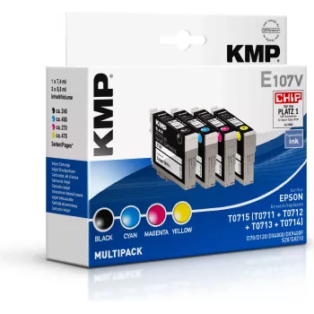 KMP E107V Kompatybilny Zestaw Wkładów Atramentowych Czarny/Cyjan/Magenta/Żółty do Epson T0715