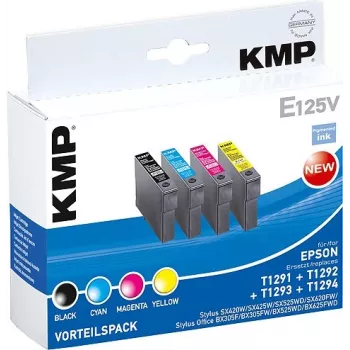 KMP E125V Kompatybilny Zestaw 3 Tuszów – Cyan, Magenta, Yellow dla Epson Stylus SX230, SX235, SX430, SX438, WorkForce WF-3520, WF-3530, WF-3540, WF-7015, WF-7515, WF-7525 1617,4050