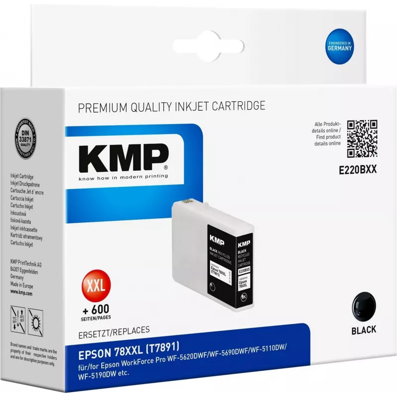 KMP E220BXX - 80 ml - High Yield - Black - Compatible - Ink Cartridge (Alternative to Epson T7891) for Epson WorkForce Pro WF-5110DW, WF-5190DW, WF-5620DWF, WF-5690DWF