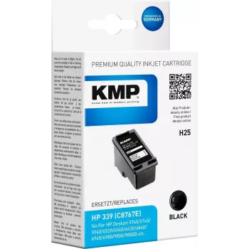 KMP H25 Wkład atramentowy czarny o wysokiej wydajności (21 ml) Kompatybilny z HP 339 (C8767EE) do HP Deskjet 5740, 6540, Officejet 72XX, 73XX, 74XX, Photosmart 25XX, 26XX, 27XX, 8050, 8450