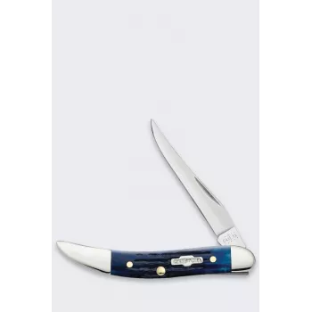 Nóż składany Knife Case Rogers Mini Trapper SS Blue Bone, 2 ostrza ze stali nierdzewnej, rękojeść z rowkowanej niebieskiej kości, slipjoint, 89 mm po złożeniu