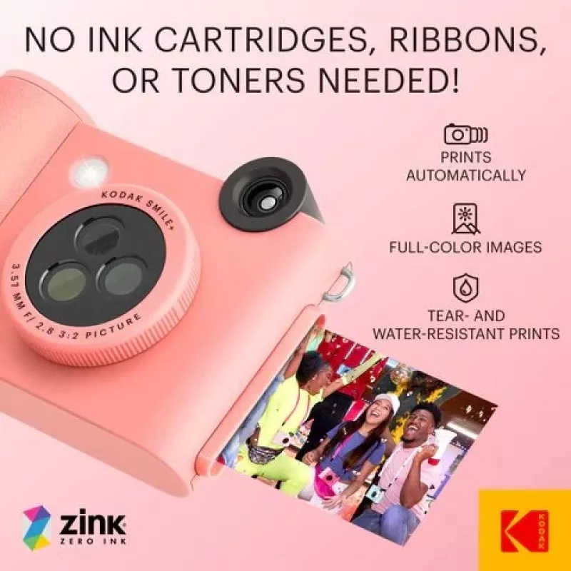 Kodak SMILE+ Aparat natychmiastowy z drukarką, 2x3 cale, różowy (SPEC)