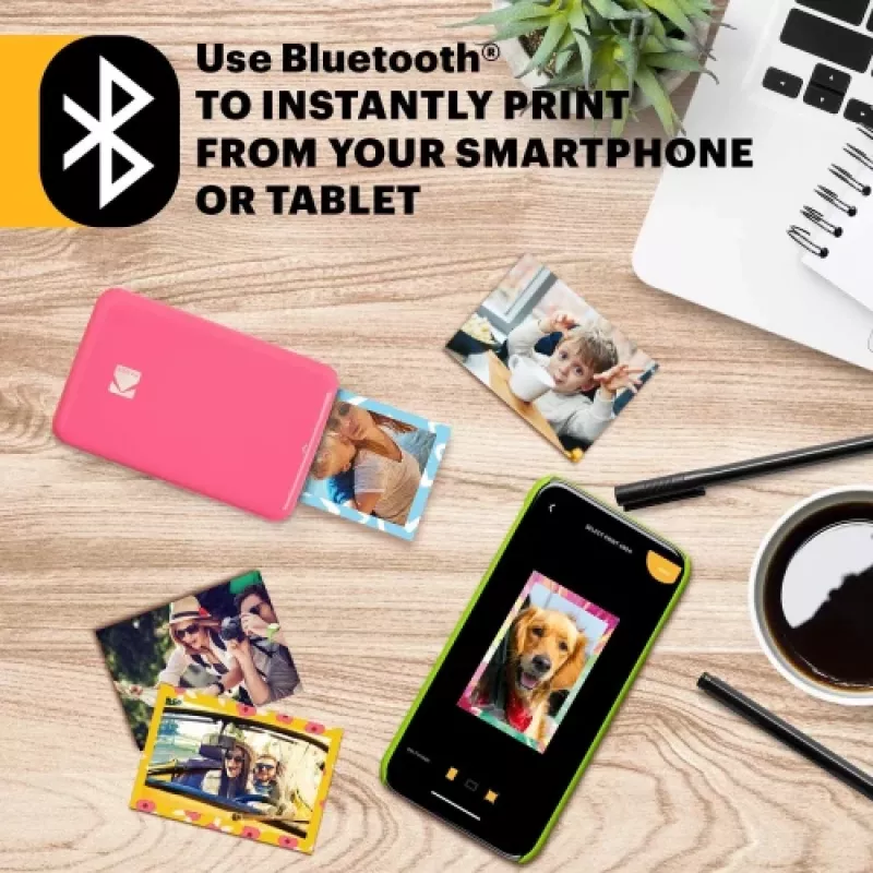 KODAK STEP Instant Mobile Photo Printer - ZINK 2x3 inch - 1 ppm - Bluetooth - Pink