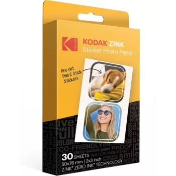 Kodak ZINK 2x3'' 50x76 mm 30 arkuszy wstępnie wyciętego papieru fotograficznego z naklejkami