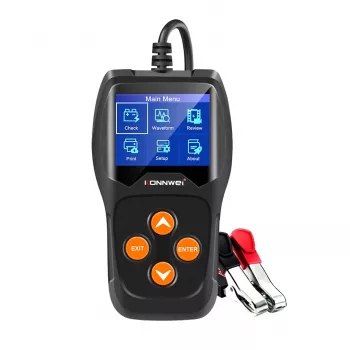 KONNWEI KW600 Miernik akumulatora — 12V Tester akumulatora samochodowego z kolorowym LCD, diagnostyka rozruchu i ładowania