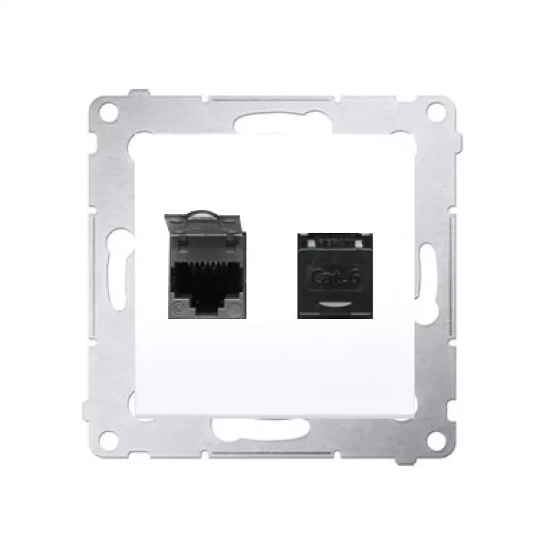 KONTAK-SIMON D62.01/11 2-Port Cat.6 UTP Computer Socket with Dust Covers, White