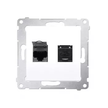 KONTAK-SIMON D62.01/11 2-Port Cat.6 UTP Computer Socket with Dust Covers, White