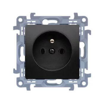 KONTAK-SIMON Simon 10 Jednogniazdowe Gniazdo z Uziemieniem, Quick Connect, 16A 250V, Matowy Czarny