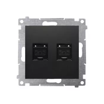 Moduł danych KONTAK-SIMON Simon 54 Premium Cat.6 UTP Dual RJ45, czarny mat, z osłonami przeciwpyłowymi