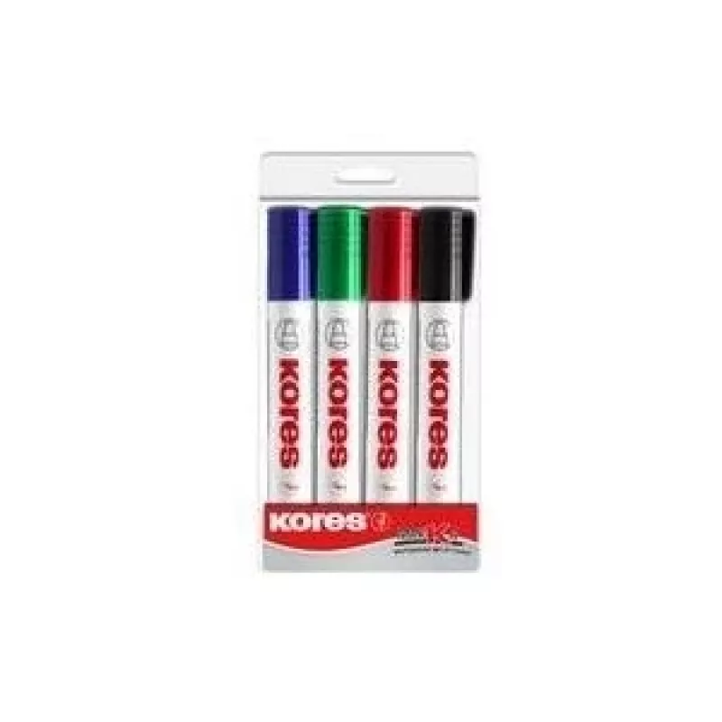 Kores K MARKER Zestaw markerów do tablic suchościeralnych i flipchartów, końcówka ścięta 3-5 mm, różne kolory, 4 sztuki M20845