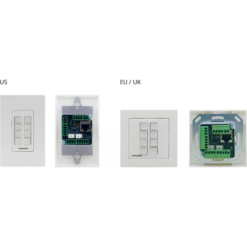 Kramer Electronics RC-208 Przewodowy Panel Sterowania z 8 Programowalnymi Przyciskami, RS-232/RS-485/Ethernet, Biały