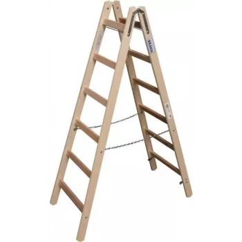 KRAUSE Drewniana drabina dwustronna 2x6 szczebli, sosna, 150 kg, EN 131 170088