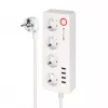 Kruger&Matz Connect P6 Inteligentna listwa zasilająca z 4 gniazdami Schuko i 4 portami USB, Tuya Wi-Fi, biała