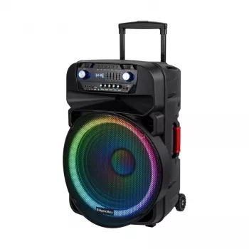 KRUGER & MATZ KM1718 60W Przenośny aktywny zestaw nagłośnieniowy PA z dwoma bezprzewodowymi mikrofonami UHF, Bluetooth, USB, SD, FM, efekty LED