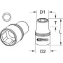 KS TOOLS nasadka sześciokątna krótka 38mm z napędem 1 cal, 6-kątna, chromowo-wanadowa, DIN 3124 911.1038