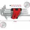 KS TOOLS 151.4880 Zestaw długich kluczy L TORX, 10-częściowy, chromowo-wanadowy, rozmiary T9-T50