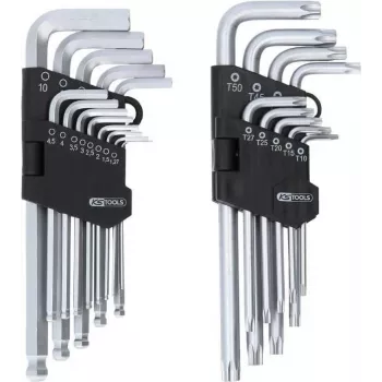 KS TOOLS 22-częściowy zestaw kluczy L imbusowych i TORX z końcówką kulową i uchwytem