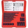 KS TOOLS 25-częściowy zestaw do wykręcania wkrętów, lewoskrętny HSS, M3-M18, z wiertłami i prowadnikami (150.1305)