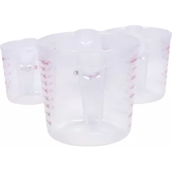 KS TOOLS Zestaw 3 miarek, 250/500/1000 ml, przezroczysty PP z niebieską skalą, bezpieczny dla żywności, zmywarkowy, składane w stos 150.9205