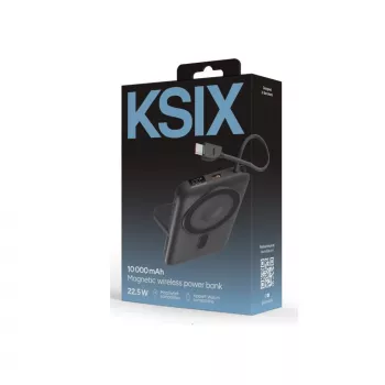 KSIX Magnetic Power Bank 10000 mAh, 22.5W do iPhone i Apple Watch, Szary