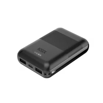 KSIX Powerbank Mini 10000mAh 10W z kablem USB-A USB-C Czarny