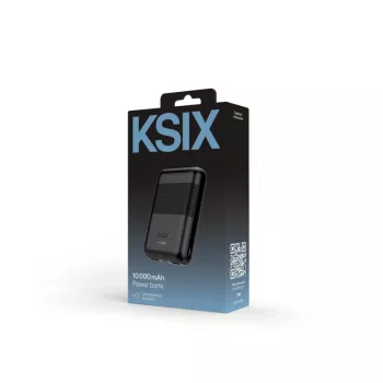 KSIX Powerbank Mini 10000mAh 10W z kablem USB-A USB-C Czarny