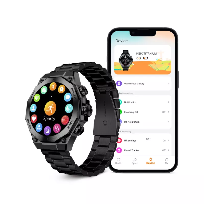 KSIX Smartwatch TITANIUM, Czarny