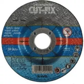 KWB 791250 Tarcza tnąca z obniżonym środkiem 125 x 1,0 mm do metalu, stali nierdzewnej, blachy, uniwersalna, tlenek glinu, 80 m/s, 12 200 obr./min, EN 12413