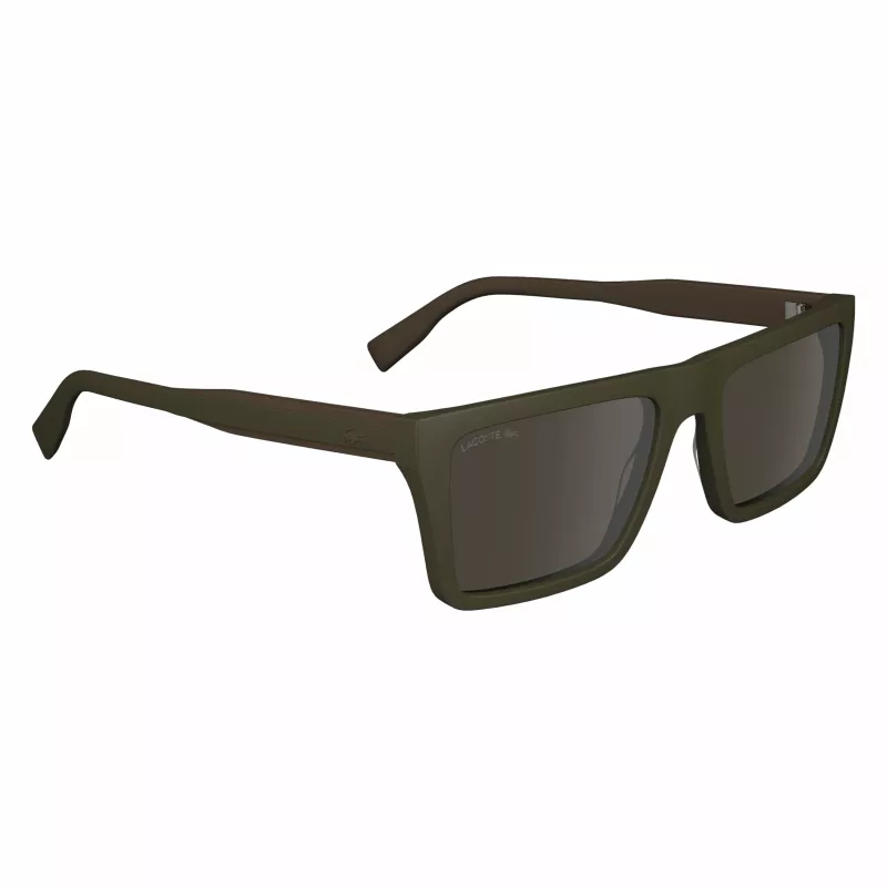 Okulary przeciwsłoneczne Lacoste L6009S-275 męskie prostokątne - oprawka Havana z acetatu, brązowe soczewki poliwęglanowe, ochrona UV400