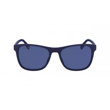 Okulary przeciwsłoneczne Lacoste L6031S-424 męskie prostokątne - niebieska oprawka, szare szkła, UV400
