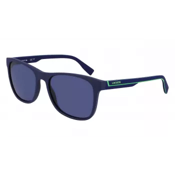 Okulary przeciwsłoneczne Lacoste L6031S-424 męskie prostokątne - niebieska oprawka, szare szkła, UV400