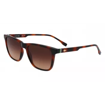 Okulary przeciwsłoneczne Lacoste L6041S-214 męskie prostokątne oprawka Havana acetat soczewki brązowe poliwęglan 54mm