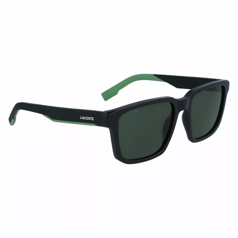 Okulary przeciwsłoneczne Lacoste L999S-301 dla mężczyzn, matowo zielona oprawka, ciemnozielone szkła, 55/18/145 mm