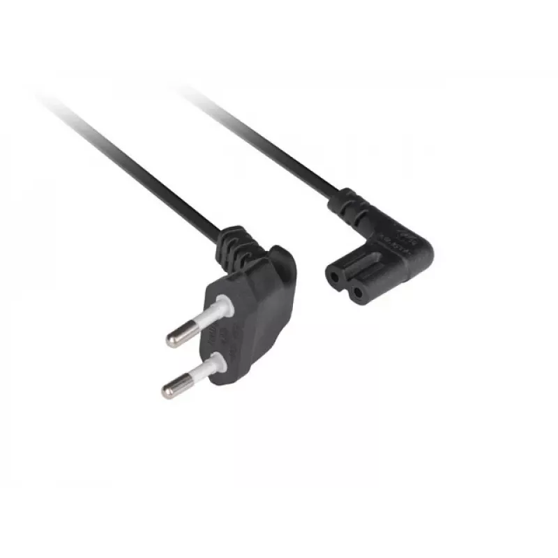 Lanberg 1,8m kątowy przewód zasilający Europlug do IEC C7 (czarny)