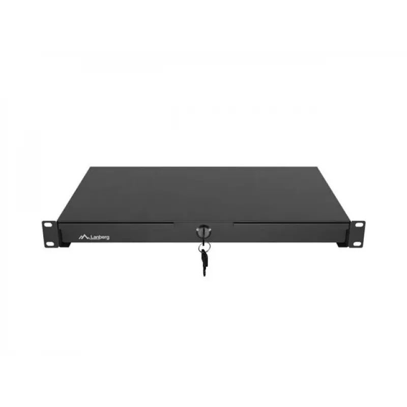 LANBERG 19-calowa 1U Szuflada Wysuwana Głębokość 270mm Czarna (483x270mm, Nośność 30kg)