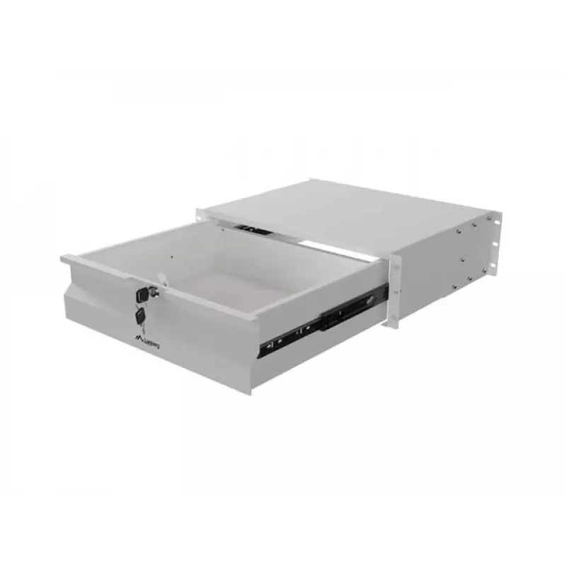 LANBERG 19-calowa 3U wysuwana półka rack 360mm Głębokość Szara, Nośność 90kg, Montaż 4-punktowy