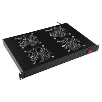 LANVIEW RAF315BL 1U Rack Fan Unit with Analog Thermostat, 4 Fans