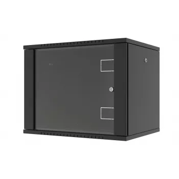 LANVIEW RWF09U45BL 19 cali 6U ścienny cabinet sieciowy, szybki montaż typu flat pack, 600x450x368mm, czarny