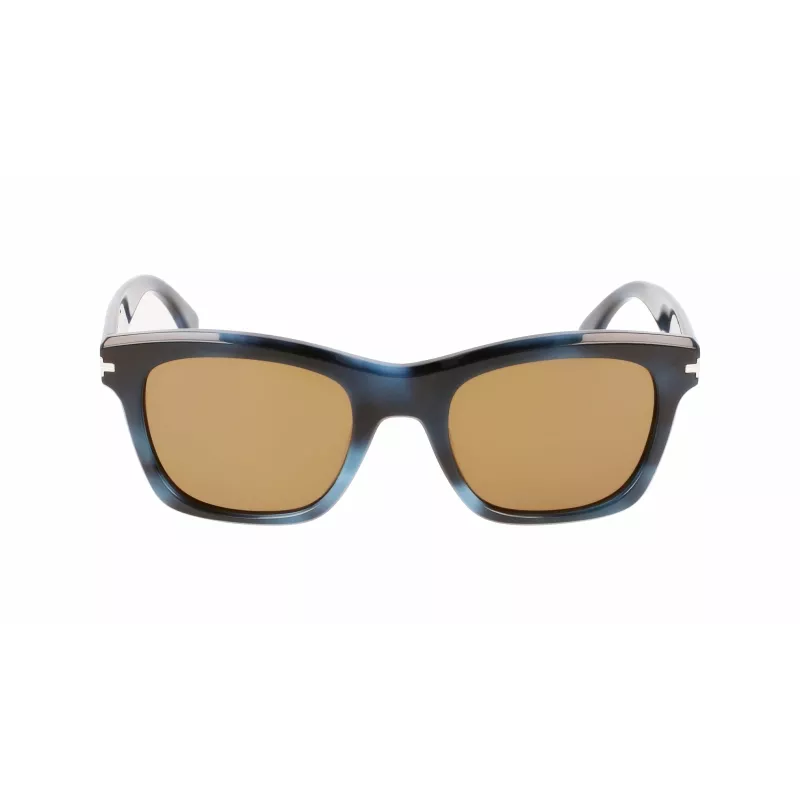 LANVIN LNV620S-425 Męskie kwadratowe okulary przeciwsłoneczne z acetatu - Niebieska oprawka, szare soczewki, UV400